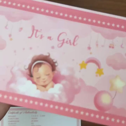 Welcome Little Princess Pink Baby Girl UV Silver Coin Box Set (3 Coins x 1gm Each)