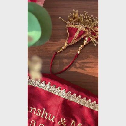 Blessings Always Guruji Classic Red Chooda Cover – Satin Bridal Essential