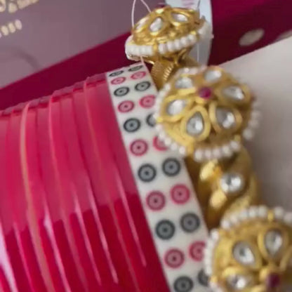 Pure Pearl Classic Kundan Diamond Red Chooda Set of 21