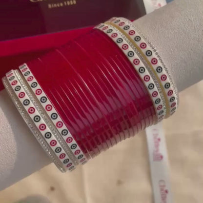 Pure Pearl Classic Heritage Diamond Maroon Chooda Set of 21