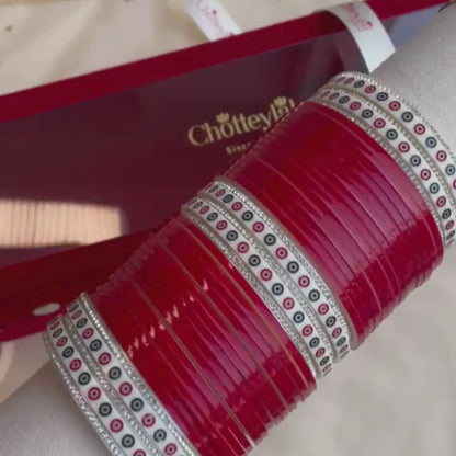 Pure Pearl Classic Heritage Diamond Dark Red Chooda Set of 31