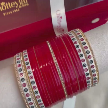 Pure Pearl Classic Heritage Diamond Dark Red Chooda Set of 21