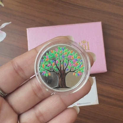 Colorful Banyan Tree Design, UV Printed, Round Shape, Single (10 Gram), 999 Purity Silver Coin - Ready To Ship