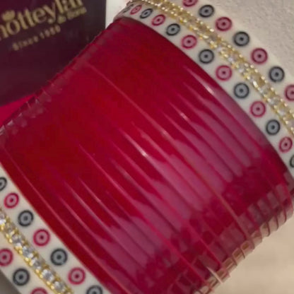 Pure Pearl Classic Heritage Diamond Maroon Chooda Set of 21