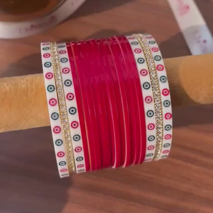 Dark Red Semi Pearl Chooda – Premium Bridal Set - 15