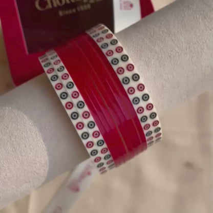 Pure Pearl Classic Heritage Diamond Dark Red Chooda Set of 11