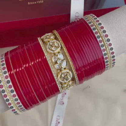 Pure Pearl Classic Heritage Diamond Dark Red Chooda Set of 31