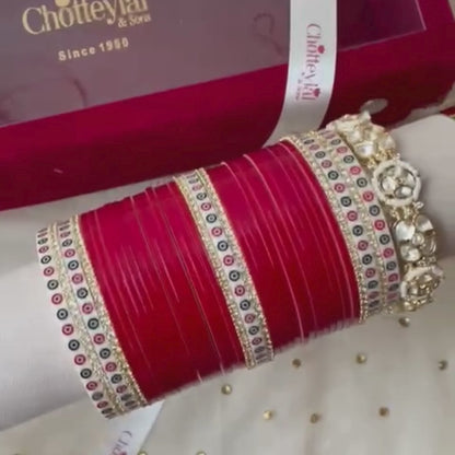 Pure Pearl Heritage Diamond Dark Red Chooda Set of 31