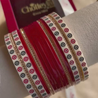 Pure Pearl Classic Heritage Diamond Maroon Chooda Set of 11