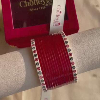 Pure Pearl Classic Heritage Diamond Maroon Chooda Set of 15