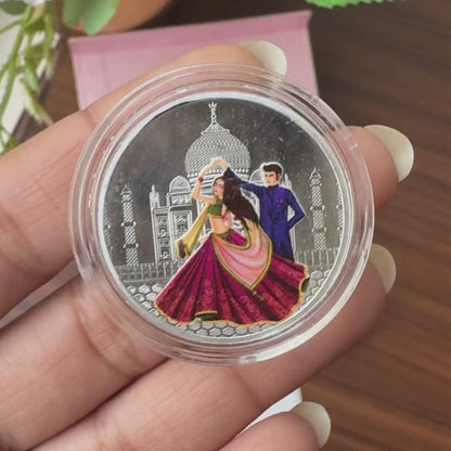 Colorful Dancing Couple, UV Printed, Round Shape, Single (10 Gram), 999 Purity Silver Coin - Ready To Ship