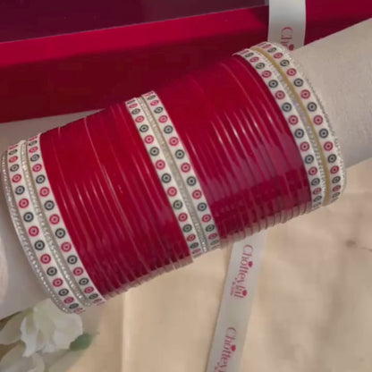 Pure Pearl Classic Heritage Diamond Maroon Chooda Set of 31