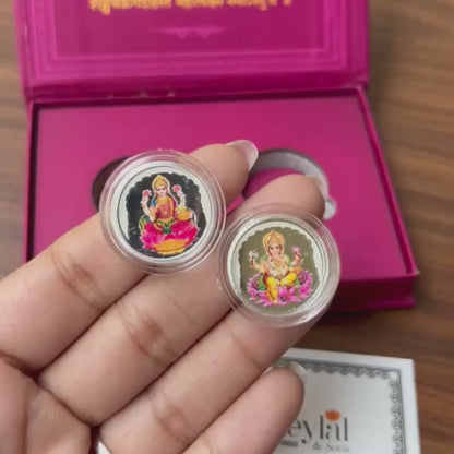 Diwali Divine Blessings – Laxmi Ganesh 2g Pure Silver UV Coin Gift Box