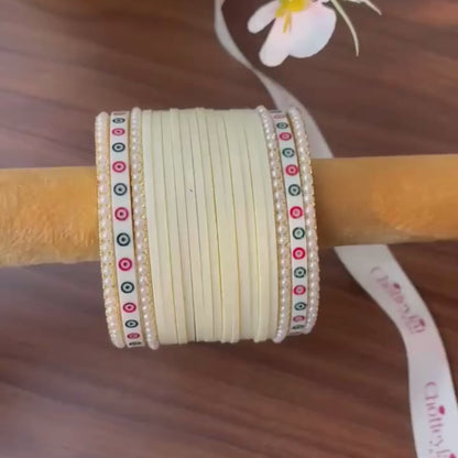 Semi Pearl Ivory Chooda Set of 15