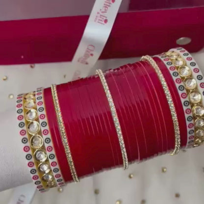 Pure Pearl Classic Diamond Dark Red Chooda Set of 31