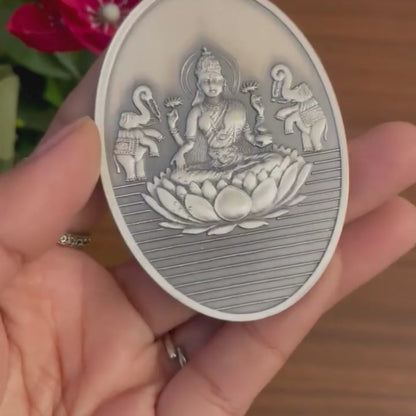 Lakshmi Ji Oval Shape Silver Coin 100 Gram