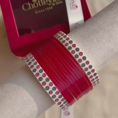 Pure Pearl Classic Heritage Diamond Dark Red Chooda Set of 15