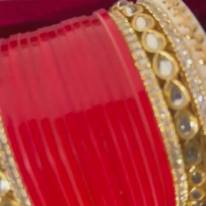 Semi Pearl Red Chooda Set of 15