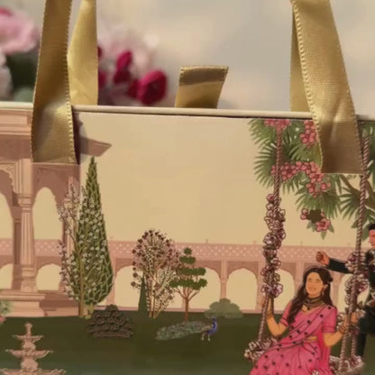 Shubh Vivah Baraati Design, Rose Gold Finish, Dollar Shape, Set of 2 (10 Gram Each) ,999 Silver Coin Box Set – Ready to Ship