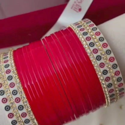 Pure Pearl Classic Heritage Diamond Red Chooda Set of 21