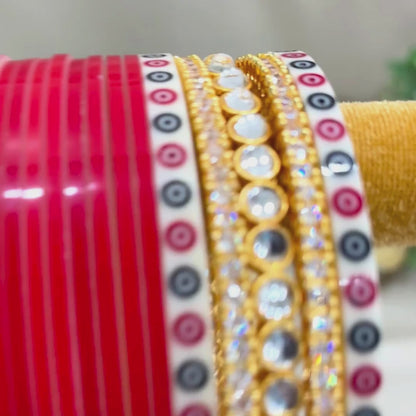 Pure Pearl Classic Shimmer Kundan Diamond Red Chooda