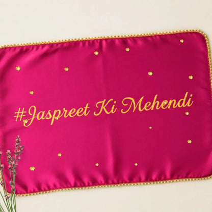 Dark Pink Mehndi Mat Customizable With 1 Line Text