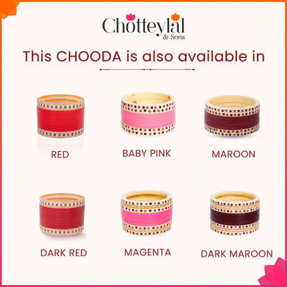 Shreya Gera -  Maroon Hand Finished Designer Chooda With Flower Dots & Shimmer Bangles & Indo-Western Golden Bridal Kaleera