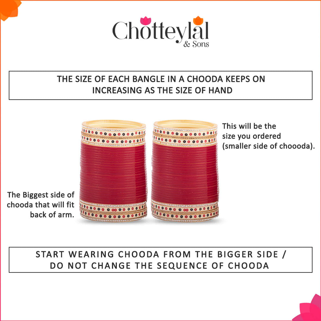 Shreya Gera -  Maroon Hand Finished Designer Chooda With Flower Dots & Shimmer Bangles & Indo-Western Golden Bridal Kaleera