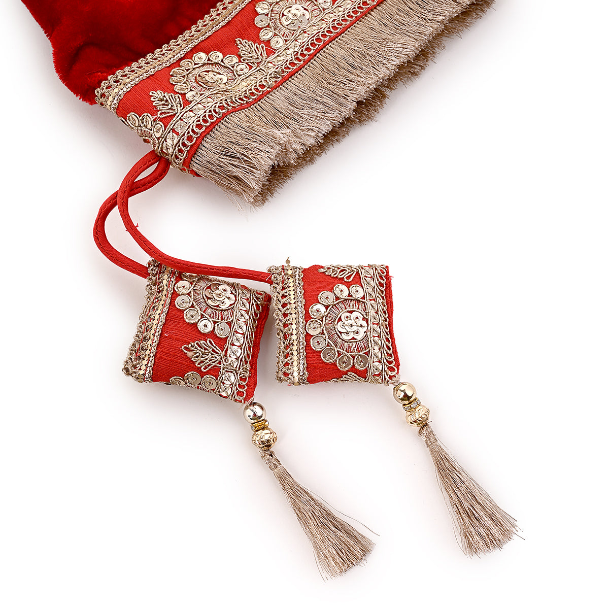 Zari Lace & Tassels Red Velvet Chooda Cover