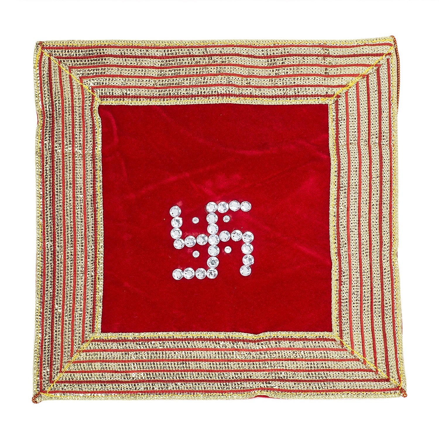Thal Cover or Deity Aasan in soft velvet fabric for Pooja, Weddings and Religious Rituals