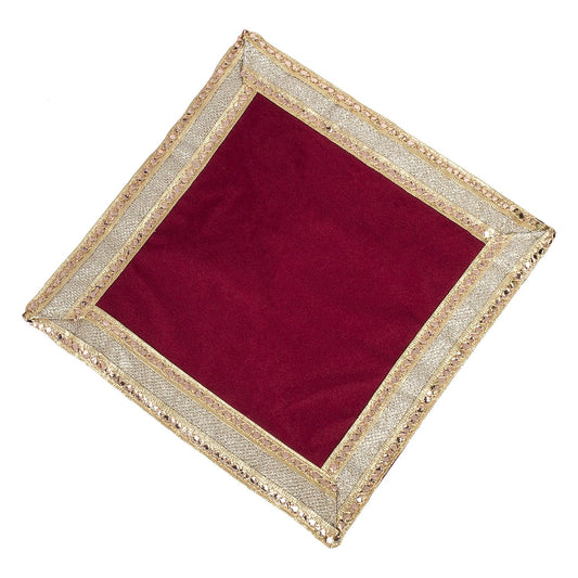 Thal Cover or Deity Aasan in soft velvet fabric for Pooja, Weddings and Religious Rituals