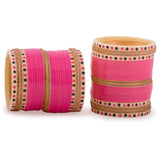 Hand Finished Rani Pink Wedding Chooda for Bride/Dulhan with Shimmer Bangles
