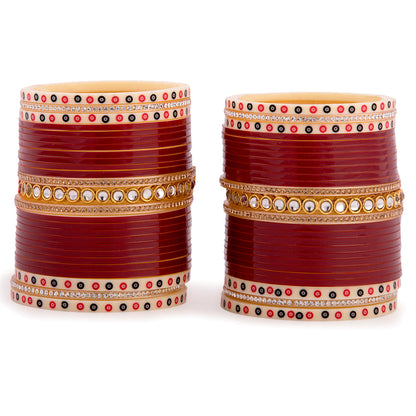 Hand Finished Maroon Wedding Chooda for Bride/Dulhan with Kundan Bangles