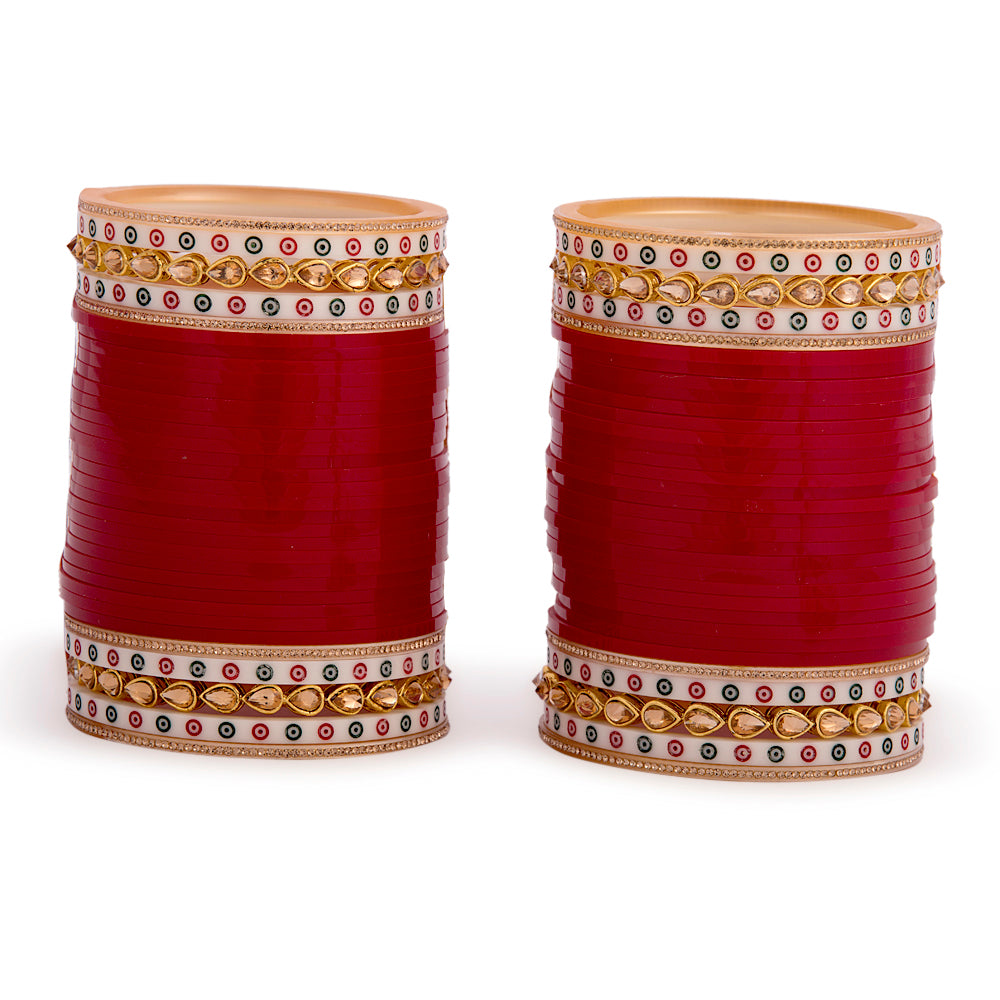 Hand Finished Maroon Wedding Chooda for Bride/Dulhan with Stone Bangles