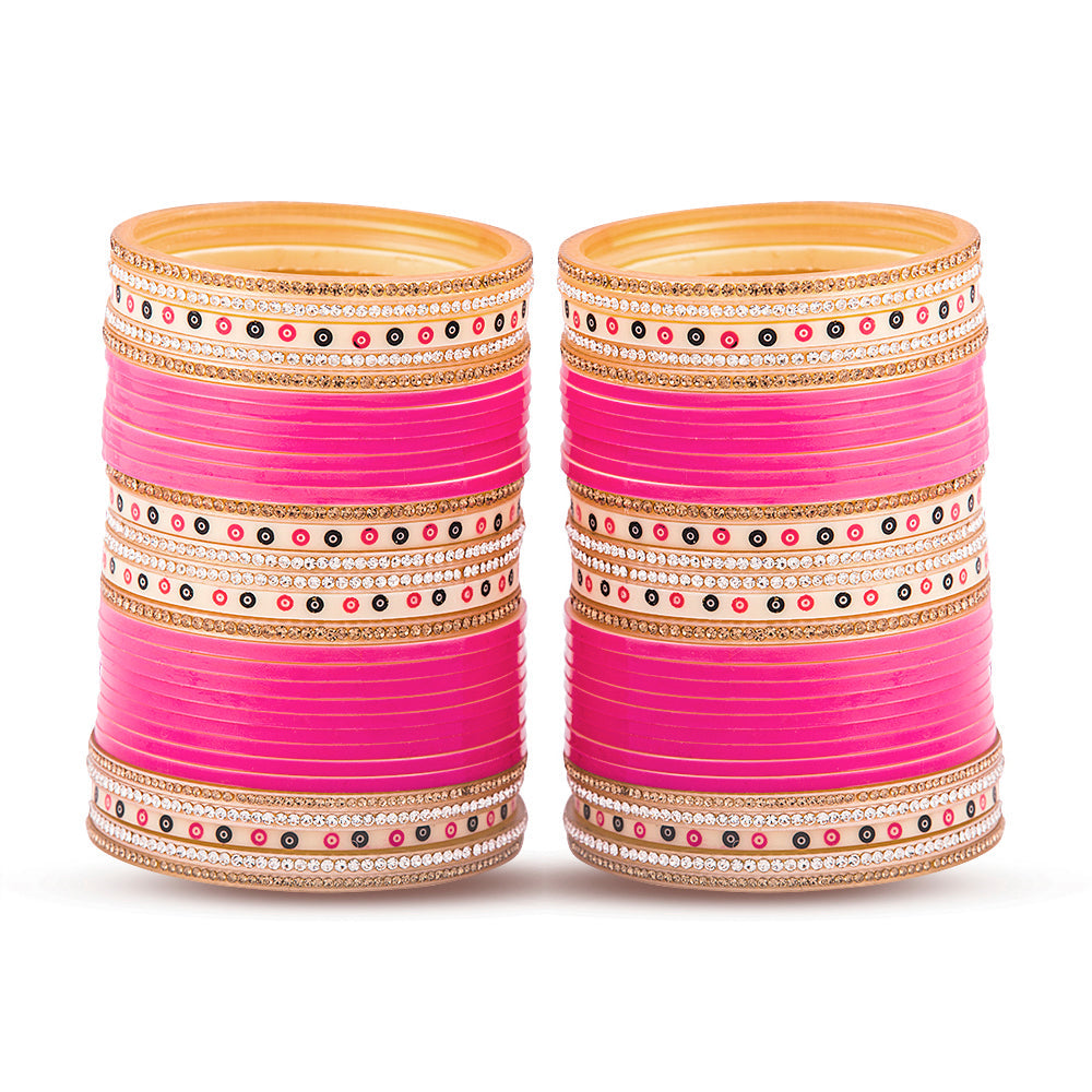 Hand Finished Pink Chooda for Bride/Dulhan with Shimmer Bangles