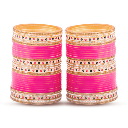 Hand Finished Pink Chooda for Bride/Dulhan with Shimmer Bangles