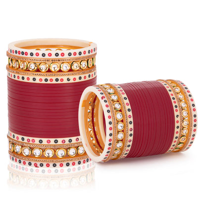 Maroon Hand Finish Designer Wedding Chooda for Bride