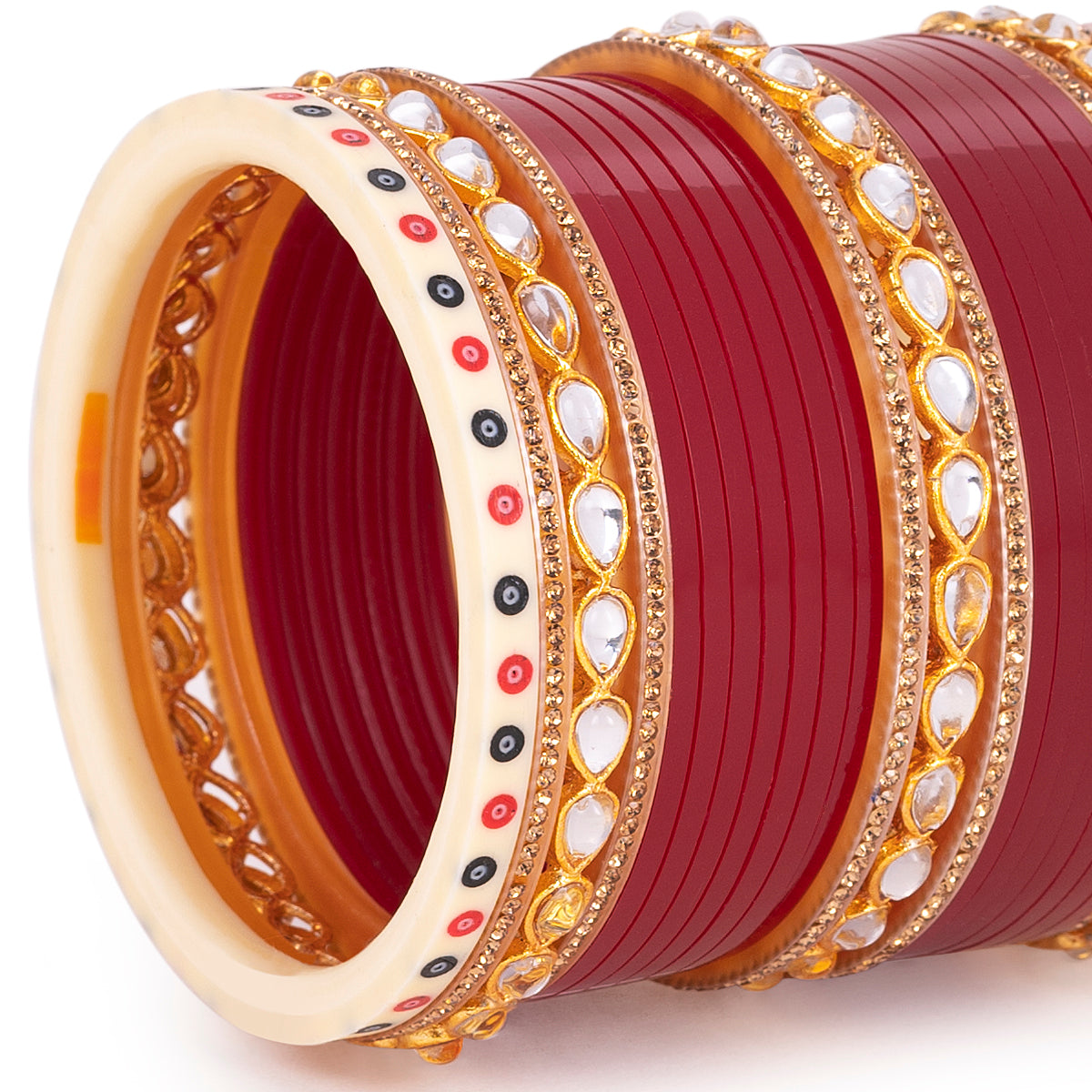 Maroon Hand Finish Designer Wedding Chooda for Bride