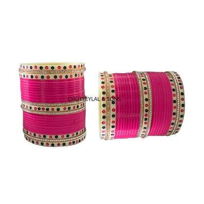 Hand Finished Designer Rani Pink Wedding Chooda/Choora/Chura for the Bride