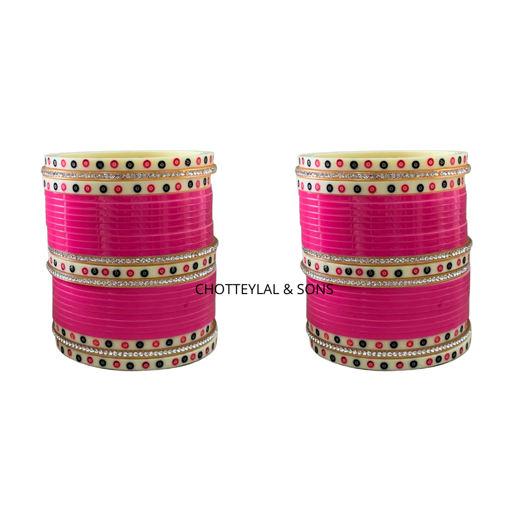 Hand Finished Designer Rani Pink Wedding Chooda/Choora/Chura for the Bride