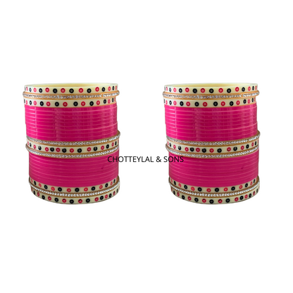 Hand Finished Designer Rani Pink Wedding Chooda/Choora/Chura for the Bride