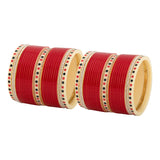 Red Hand Finished Wedding Chooda for Bride with Pearl Bangles  C