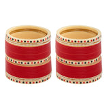 Red Hand Finished Wedding Chooda for Bride with Pearl Bangles  C