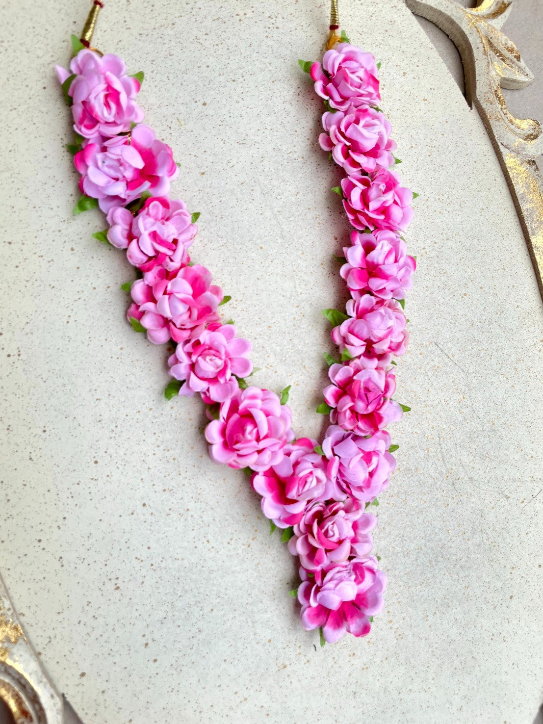 Pink Flower Set For Bride Haldi Ceremony