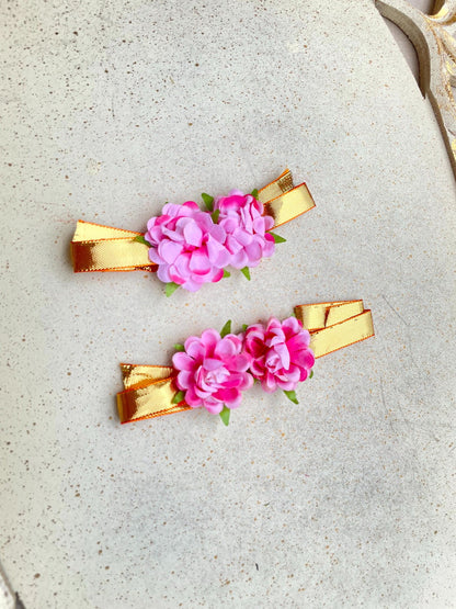 Pink Flower Set For Bride Haldi Ceremony