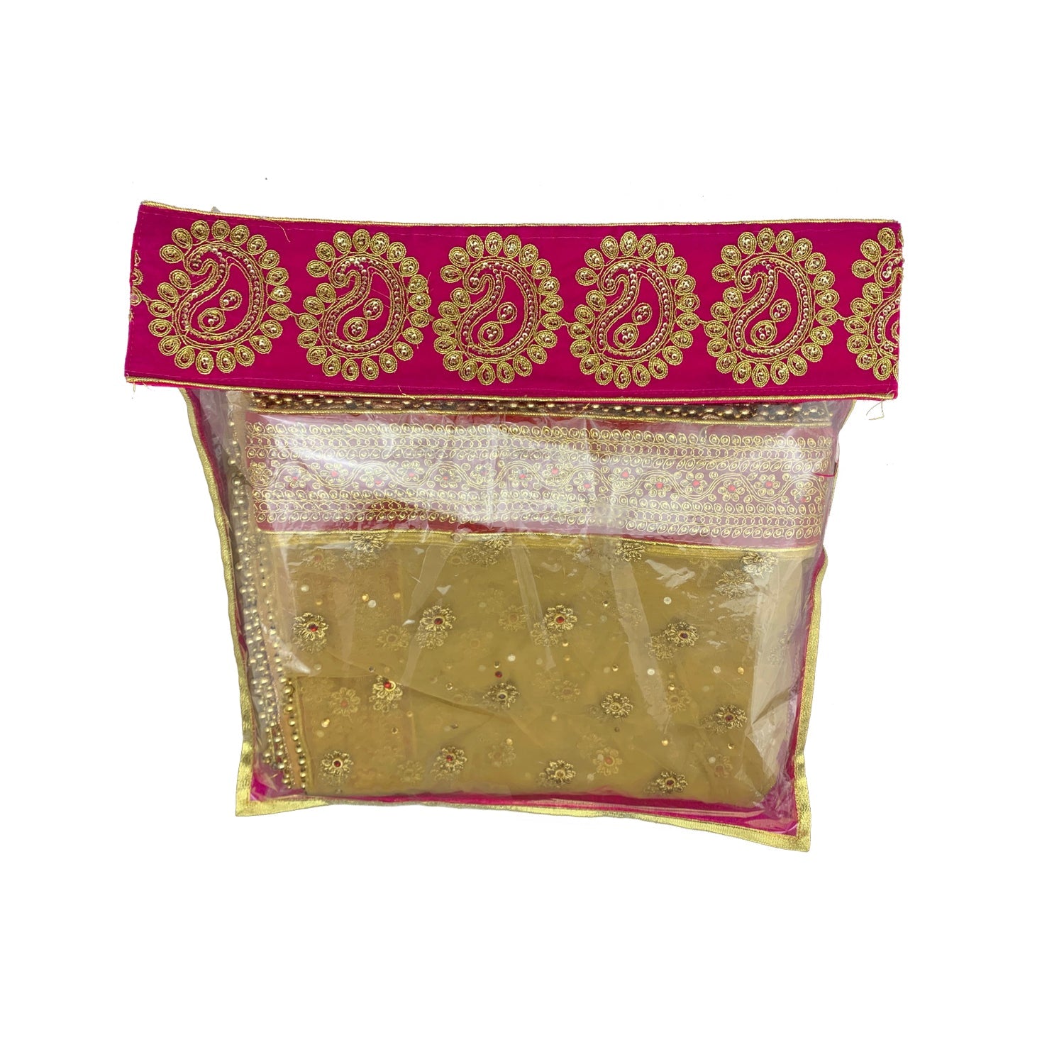 Saree Bag for Packaging Storage with Zip and Transparent Plastic Cover