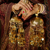 Golden Dome Pearl Hangings Bridal Kaleera - Customised with Small Ceremonial Kaleera
