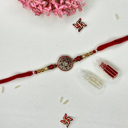 Men's Rakhi - Round Design With Kundan Stones