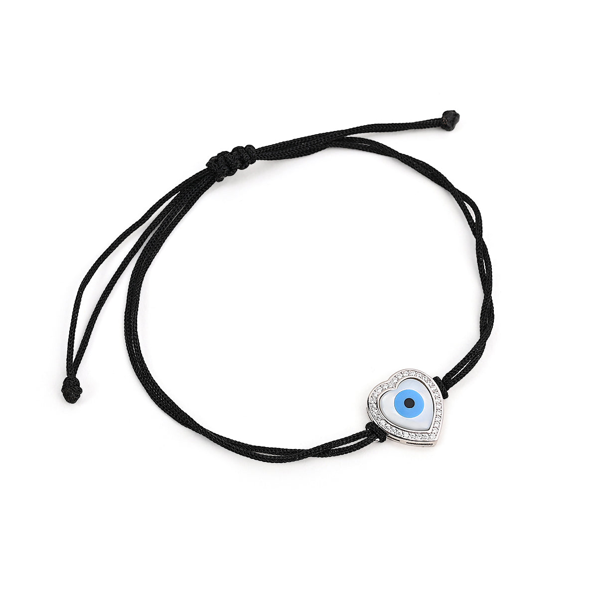 Heart Shape Evil Eye Silver Bracelet