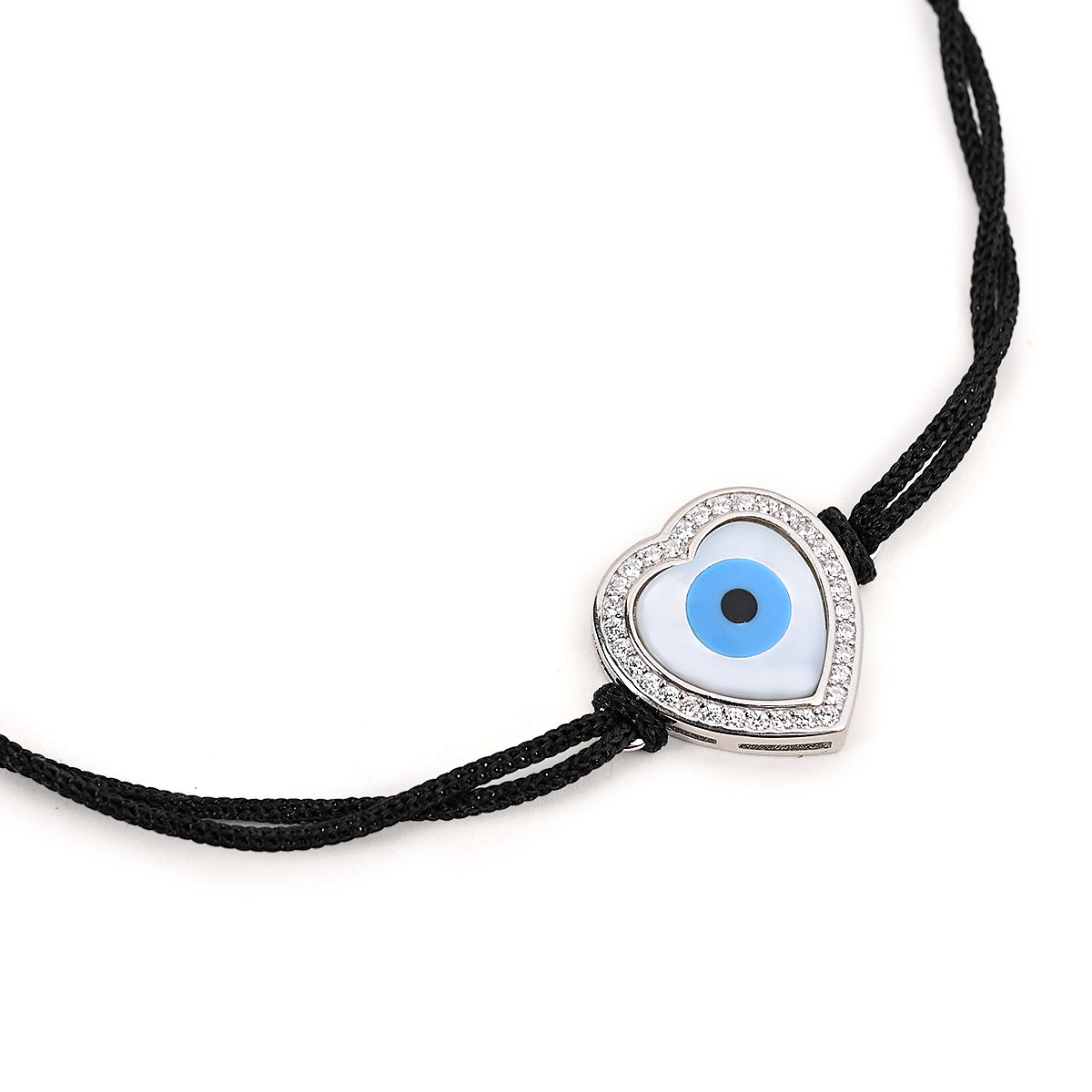 Heart Shape Evil Eye Silver Bracelet